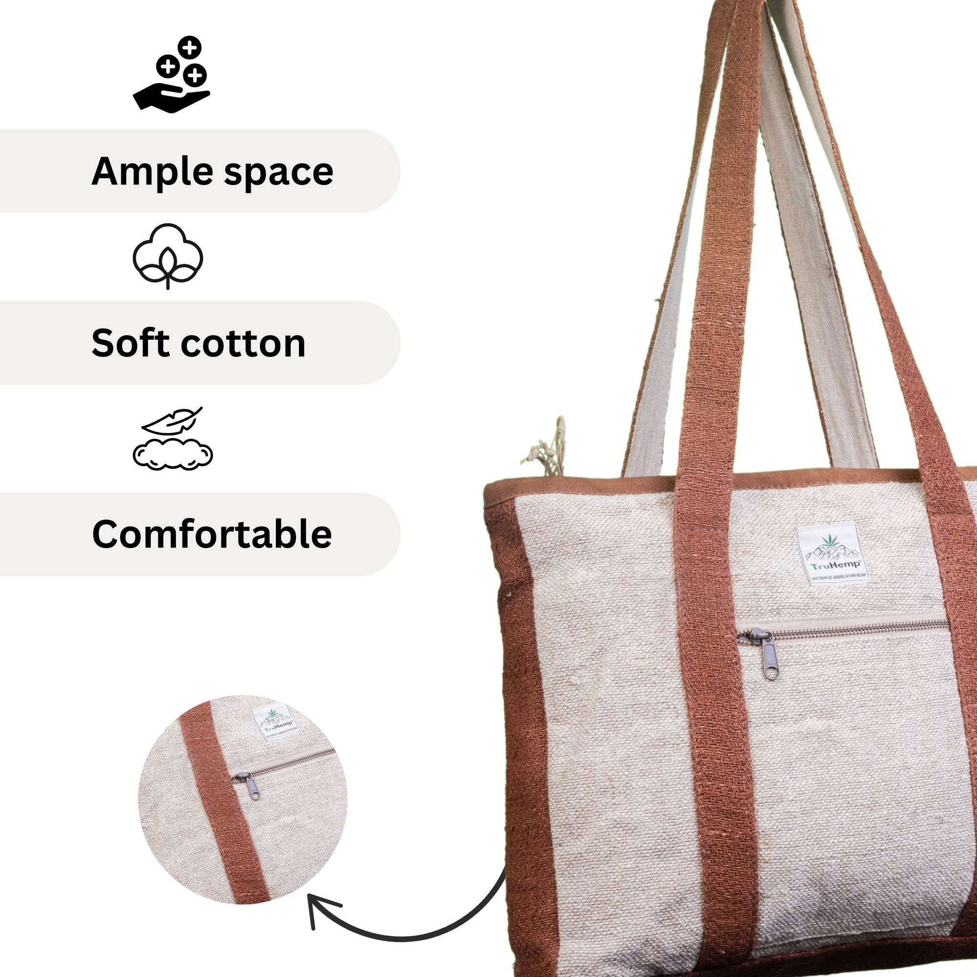 TruHemp Hemp Corporate Tote Bag– Durable Reusable Shoulder Bag for Office, Shopping, and Travel, Lightweight Large Tote with Sturdy Straps