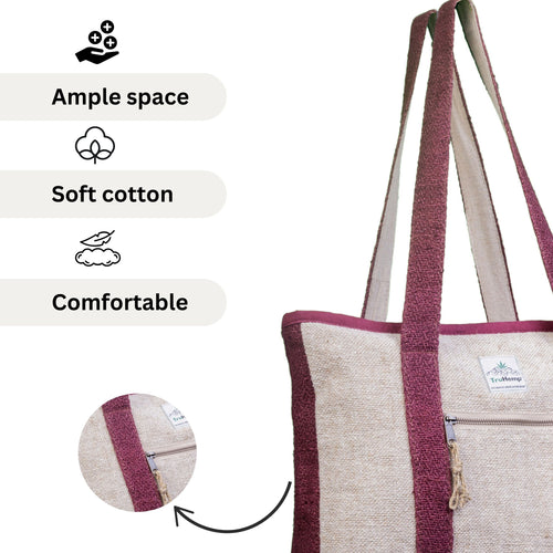 TruHemp Hemp Corporate Tote Bag– Durable Reusable Shoulder Bag for Office, Shopping, and Travel, Lightweight Large Tote with Sturdy Straps