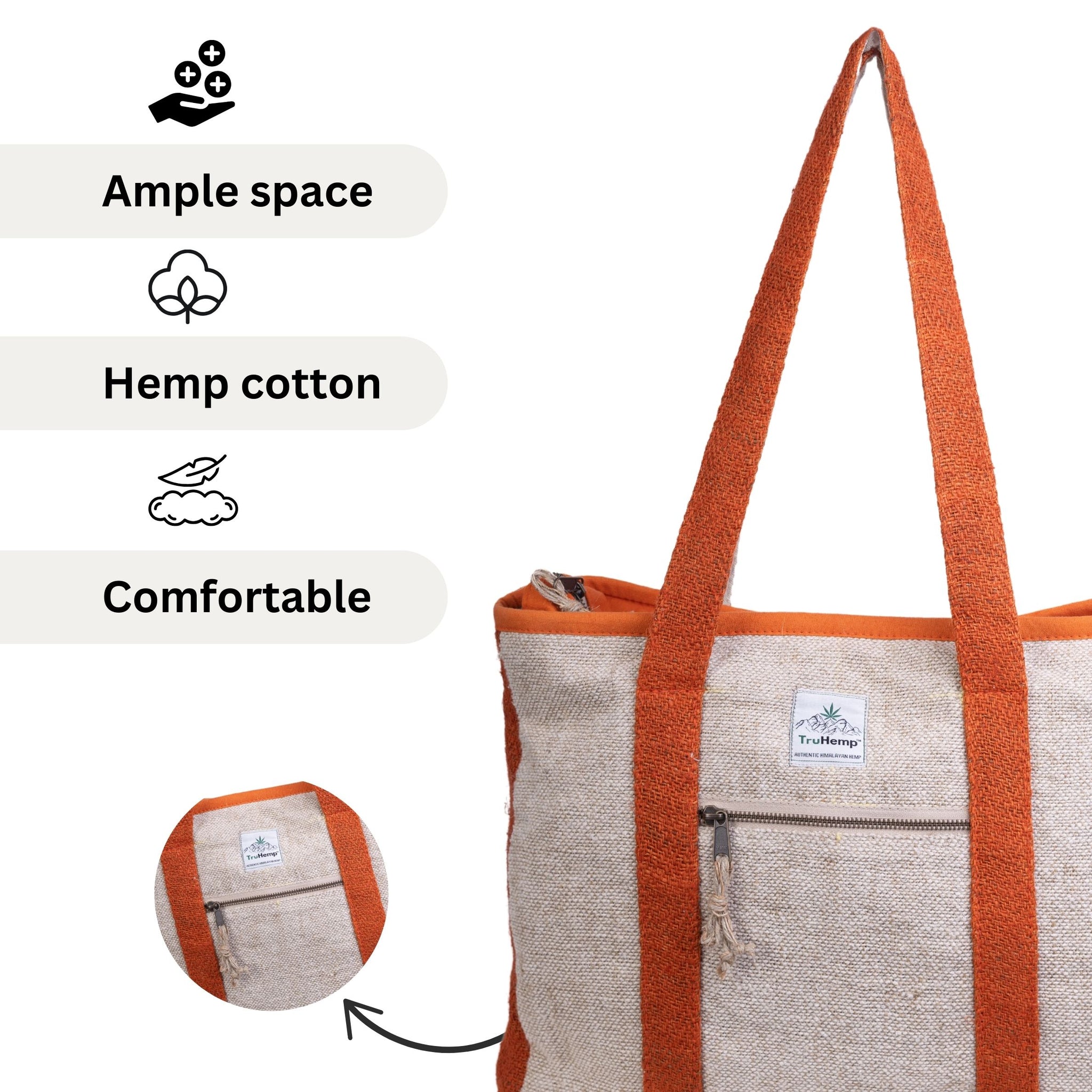 TruHemp Hemp Corporate Tote Bag– Durable Reusable Shoulder Bag for Office, Shopping, and Travel, Lightweight Large Tote with Sturdy Straps