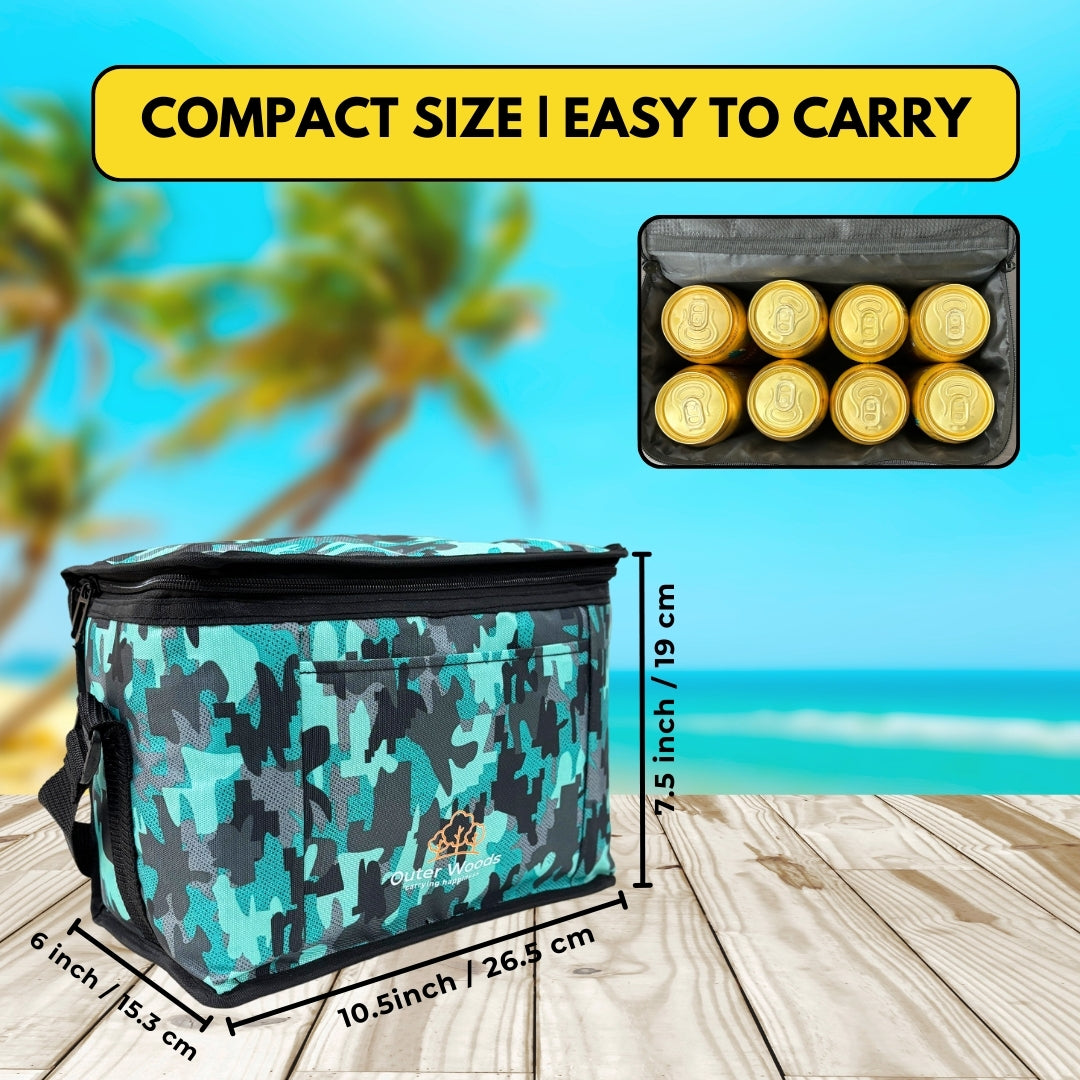 Outer Woods Insulated 8 Can Cooler Bag | Fits 8 x 500ml Beer Cans | Keep Drinks Cool for up to 10 Hours | Ideal for Carrying Beer, Soda, Juice, Milk and Water