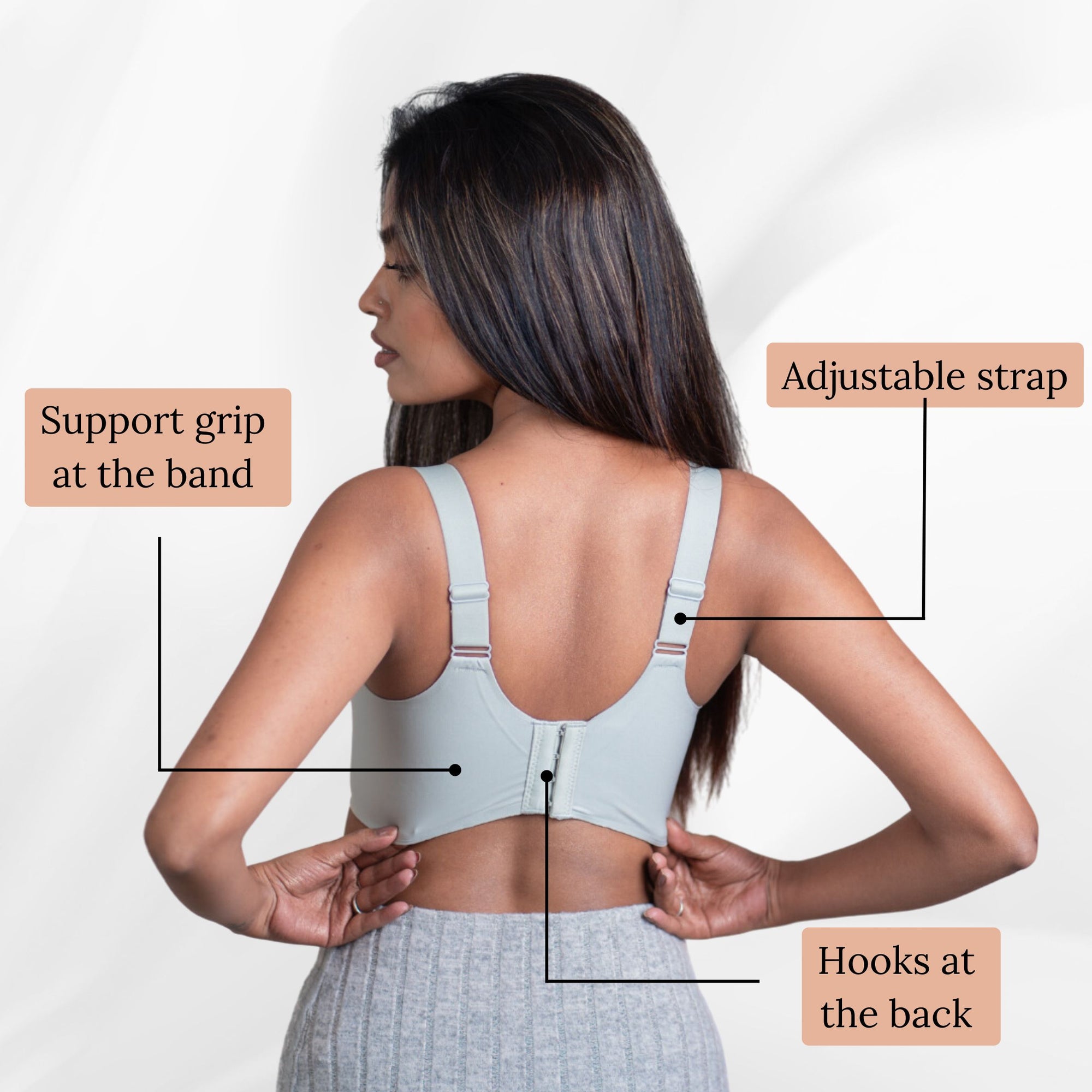 Seamless Padded Support Bra for Women Nylon & Spandex, Thick & Adjustable Straps, Back Hook Closure