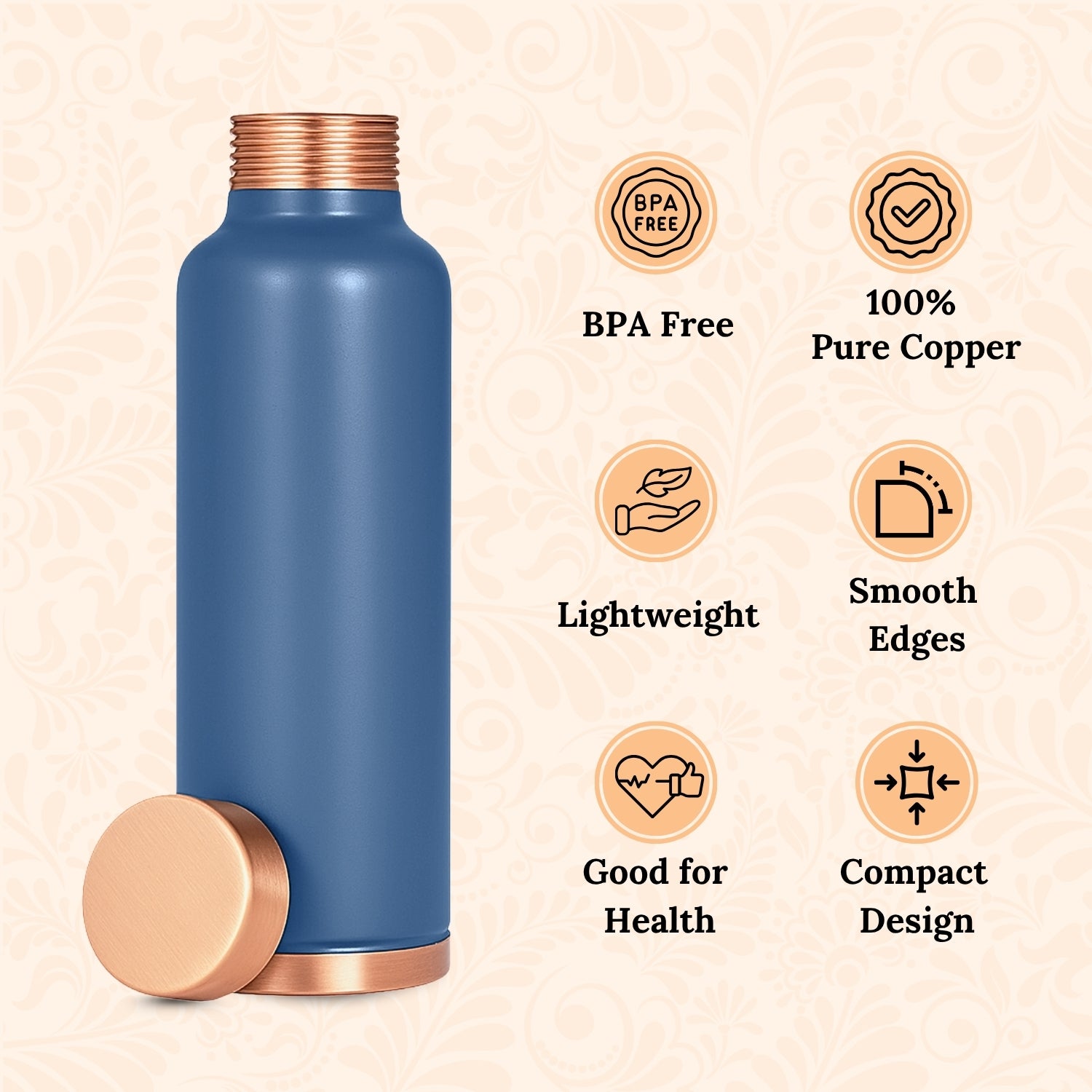 SuperGeneriX Copper Water Bottle (1 Litre), Leakproof, Pure Copper Water Bottle, Tamba Bottles, Authentic, Durable Bottl