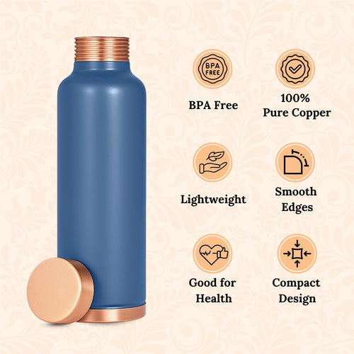 SuperGeneriX Copper Water Bottle (1 Litre), Leakproof, Pure Copper Water Bottle, Tamba Bottles, Authentic, Durable Bottle for Everyday Use (Teal)