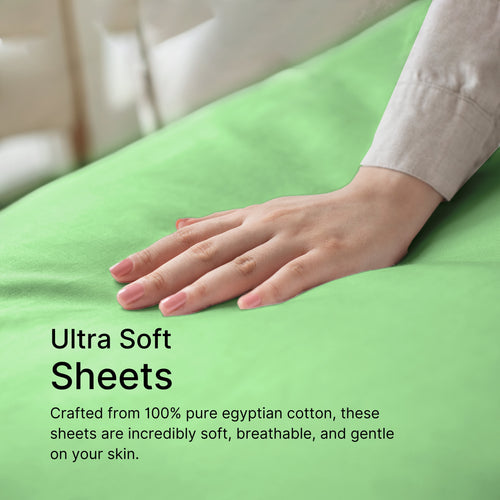 bellolin 100% Cotton Bed Sheet Set with Deep Pocket, 400 Thread Count Extra Soft Bed Sheet, Cooling Sheet with 2 Pillow Covers - 4 Piece Set