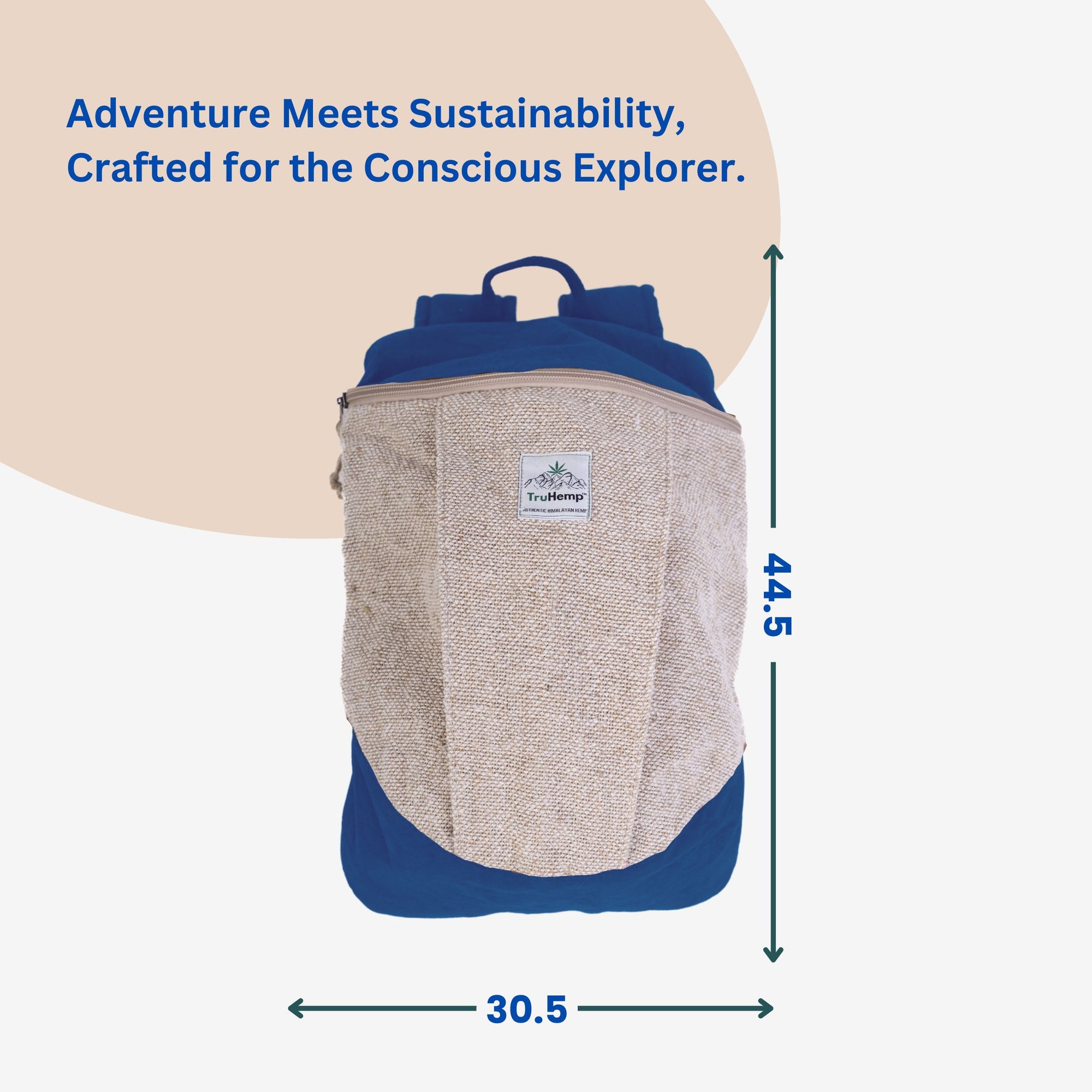 TruHemp Handcrafted Hemp Backpack– Spacious & Durable Backpack with Cotton Lining, Ideal for Everyday Use, Travel, and Work