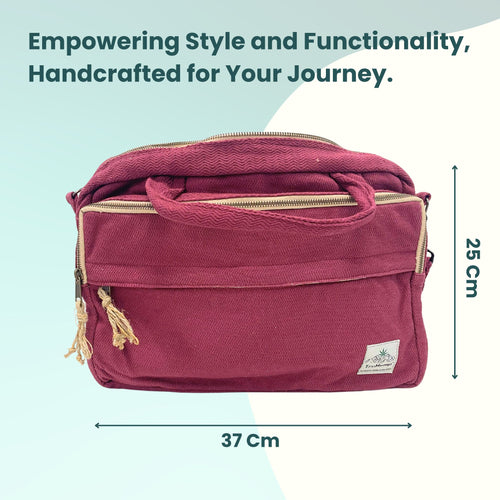 TruHemp Handmade Hemp Side Bag with Cotton Blend– Durable and Stylish Crossbody Messenger Bag with Adjustable Strap