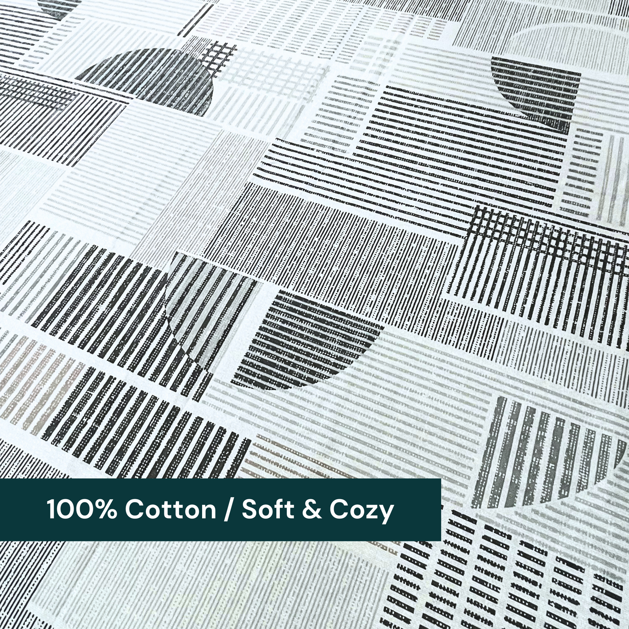 bellolin 100% Cotton 300TC King Size Bedsheet with 2 Pillow Covers (9ft x 9ft | 108 x 108 Inch | Grey, Geometric Pattern