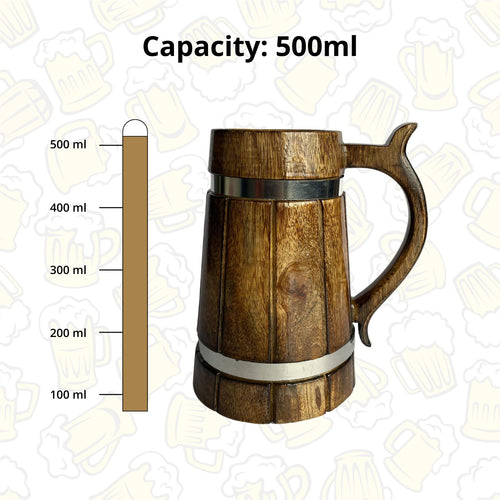 SuperGeneriX Beer Mug | Wooden Beer Mug | Craft Beer Mug | Barrel Shaped Jumbo Mug | Natural Beer Mug | Unique Beer Mug (Light Brown)