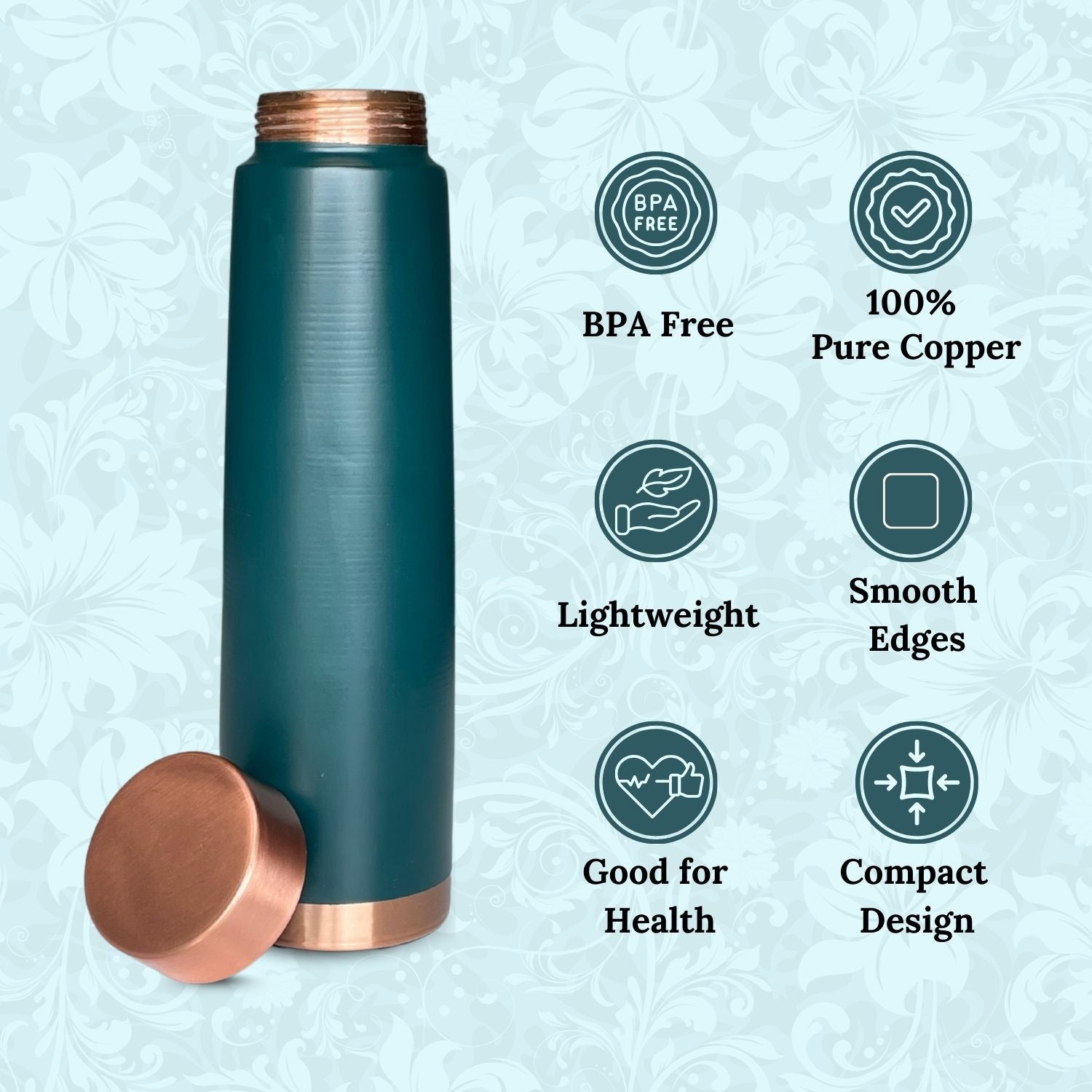 SuperGeneriX Copper Water Bottle (1 Litre), Leakproof, Pure Copper Water Bottle, Tamba Bottles, Authentic, Durable Bottl
