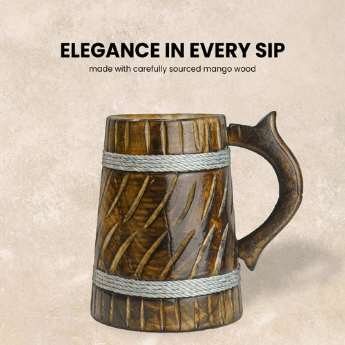 SuperGeneriX Beer Mug | Wooden Beer Mug | Craft Beer Mug | Barrel Shaped Jumbo Mug | Natural Beer Mug | Unique Beer Mug (Light Brown)