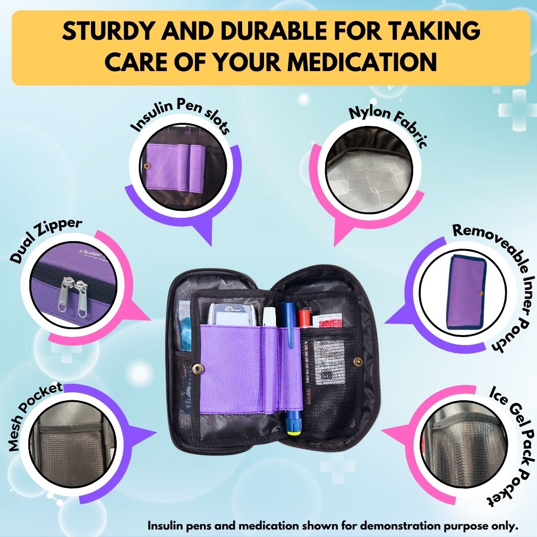 Outer Woods Insulin Cooling Travel Pouch with Two Ice Gel Packs, Cold Pack for Insulin, Insulin Carrier Bag, Keeps Insulin Safe and Cool for 6 to 8 Hours