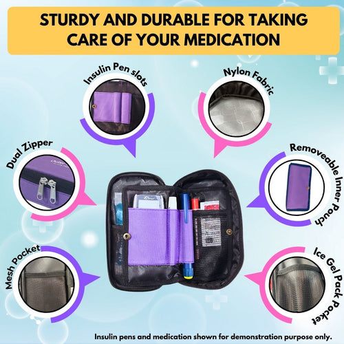 Outer Woods Insulin Cooling Travel Pouch with Two Ice Gel Packs, Cold Pack for Insulin, Insulin Carrier Bag, Keeps Insulin Safe and Cool for 6 to 8 Hours