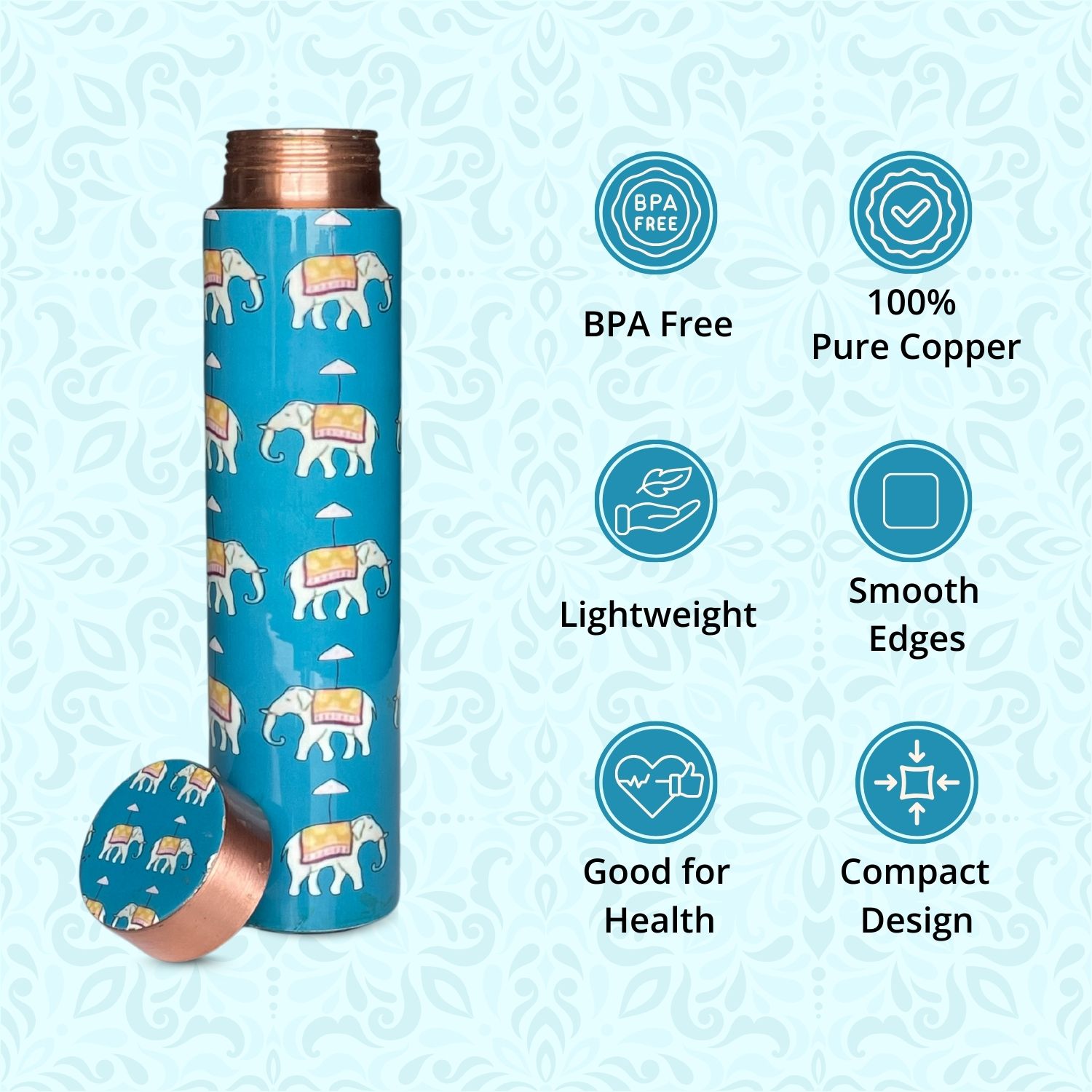 SuperGeneriX Copper Water Bottle (650ml), Leakproof, Pure Copper Water Bottle, Tamba Bottles, Authentic, Durable Bottle 