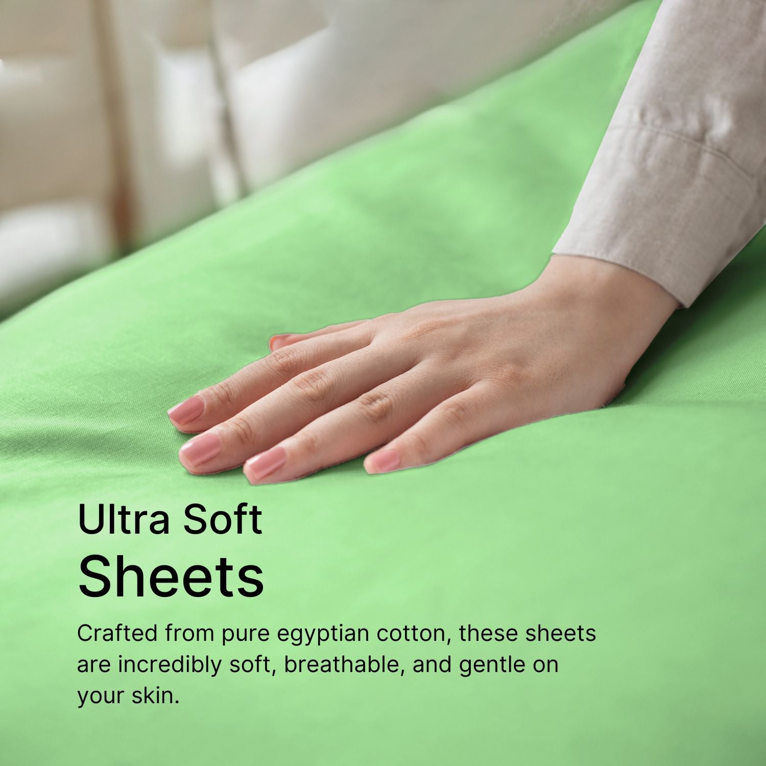 bellolin 100% Cotton Bed Sheet Set with Deep Pocket, 400 Thread Count Extra Soft Bed Sheet, Cooling Sheet with 2 Pillow Covers - 4 Piece Set