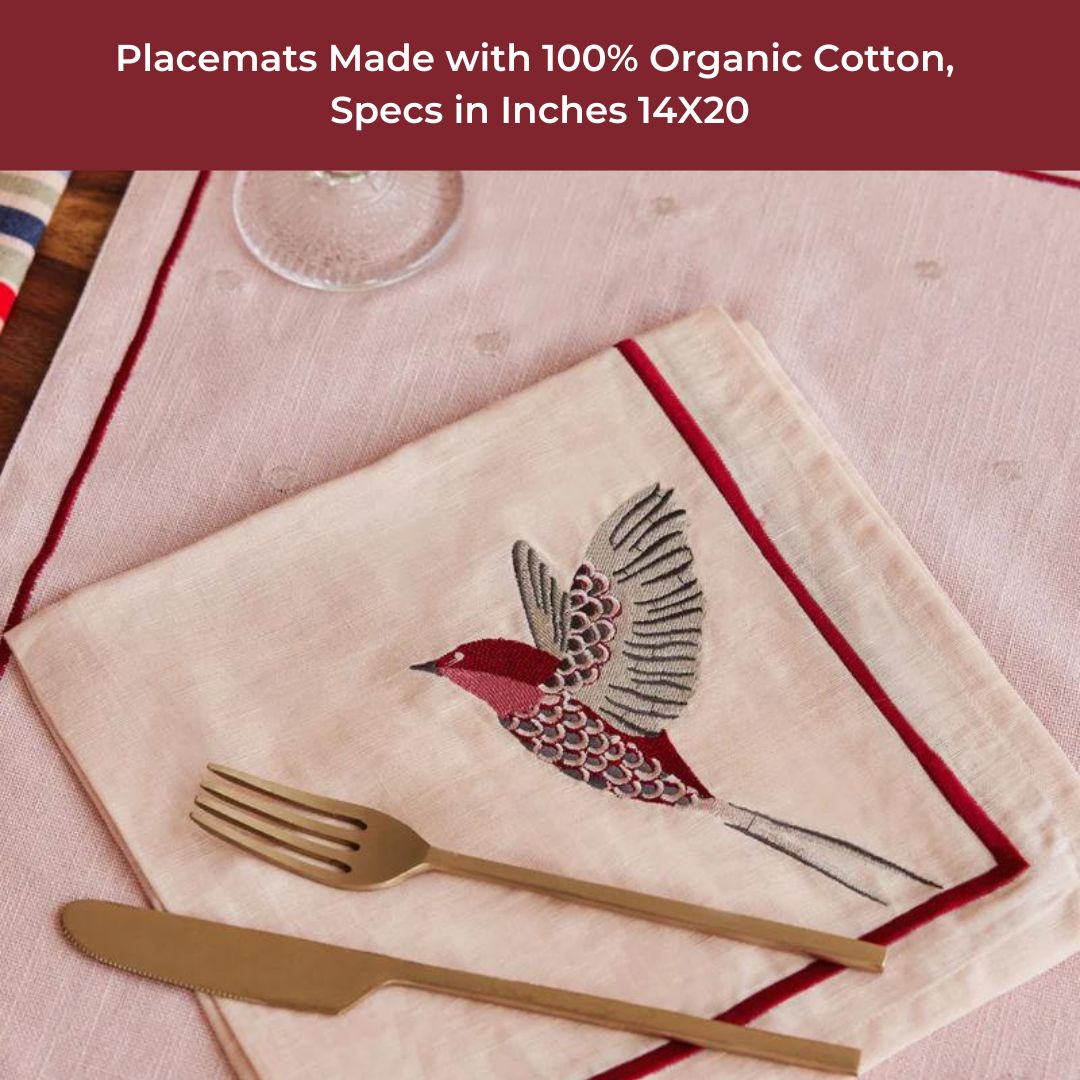Holy Grail Homes 100% Cotton Table Linen Set of 6 Placemats, 6 Napkins, 1 Table Runner, for Decoration, Holiday Party, Wedding & Dining French Inspired Table Linen Set for Kitchen