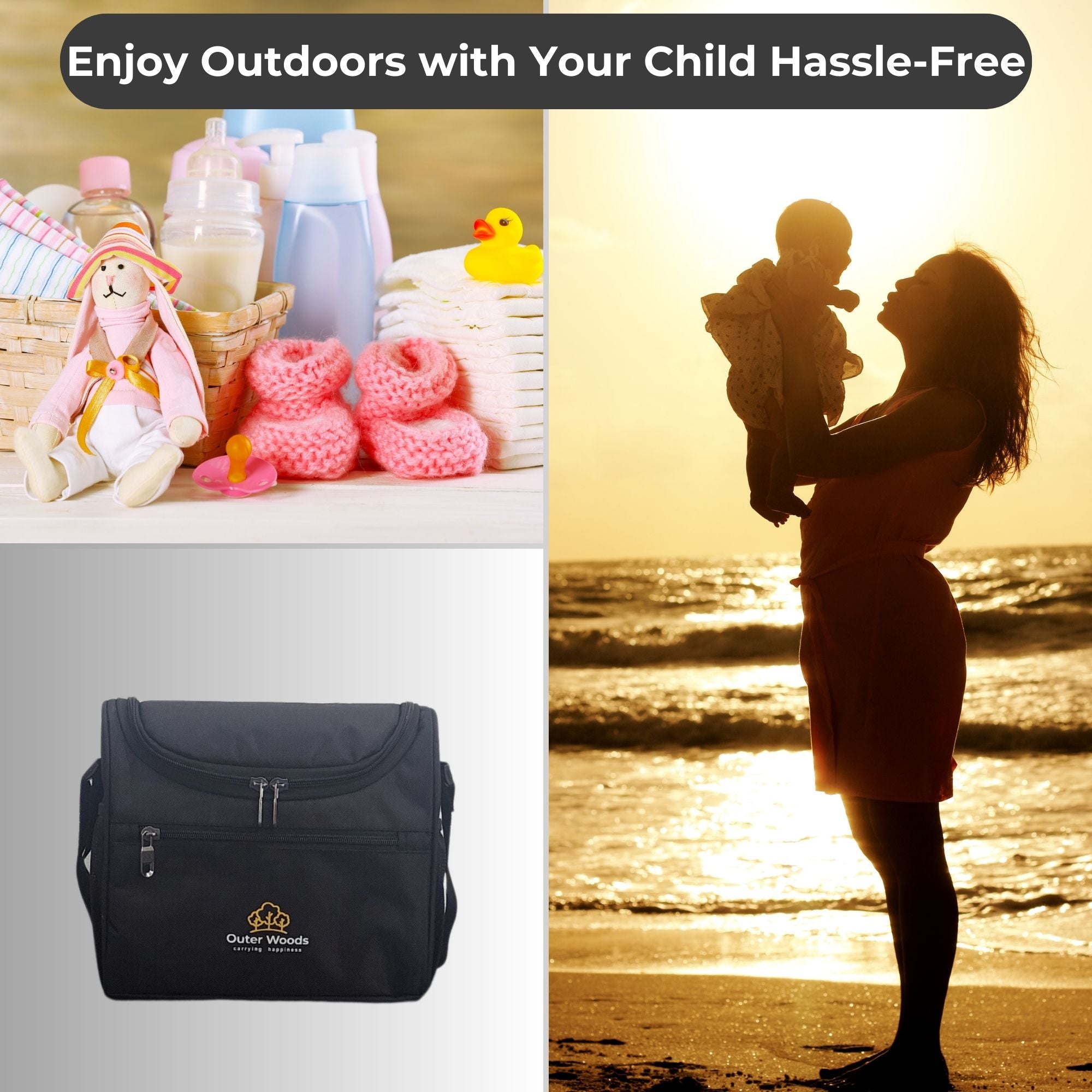 Outer Woods Insulated Breast Milk Cooler Bag with 4 Ice Gel Packs, Keeps Milk and Food Cool for 6 to 8 Hours, Thermal Insulated Baby Travel Bag