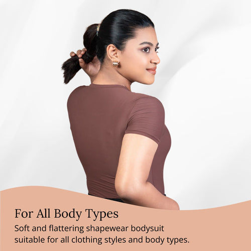 Sculpting Stretchable Body Suit for Women Short Sleeve Round Neck Body Suit Breathable & Comfortable