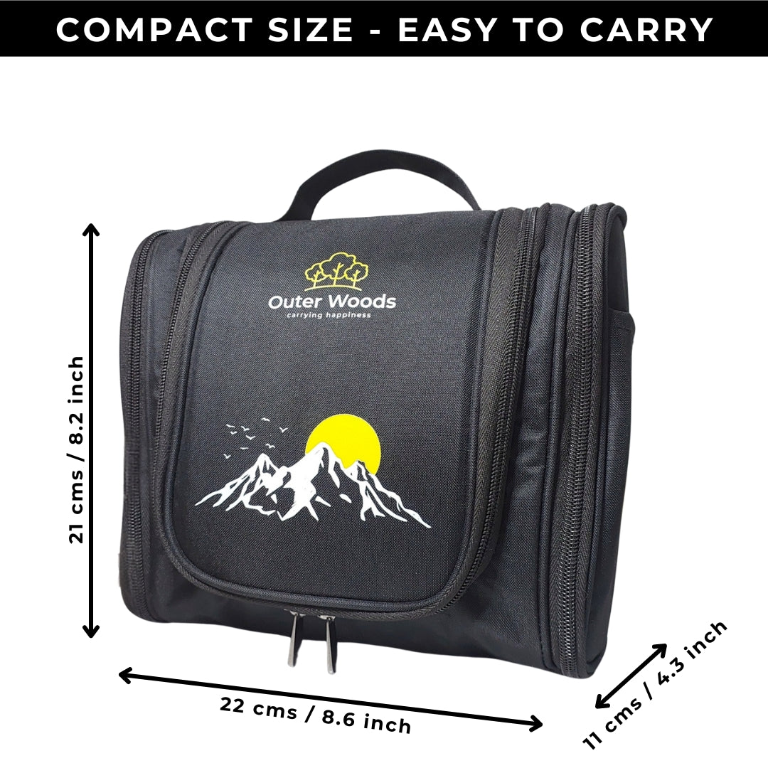Outer Woods Travel Toiletry Bag with Hanging Hook, Waterproof Travel Pouch with Multiple Compartments for Cosmetics and Toiletries