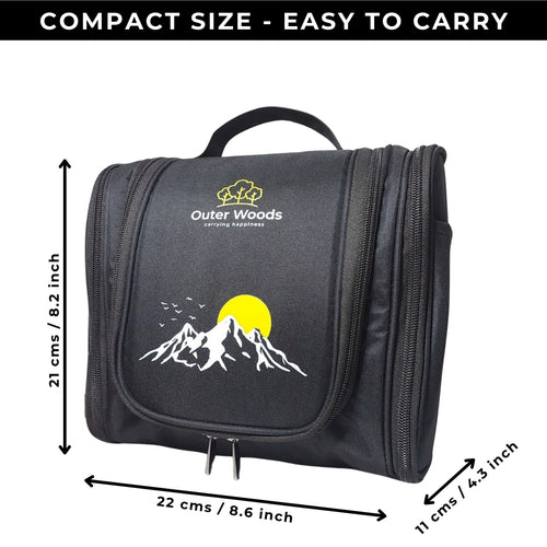 Outer Woods Travel Toiletry Bag with Hanging Hook, Waterproof Travel Pouch with Multiple Compartments for Cosmetics and Toiletries