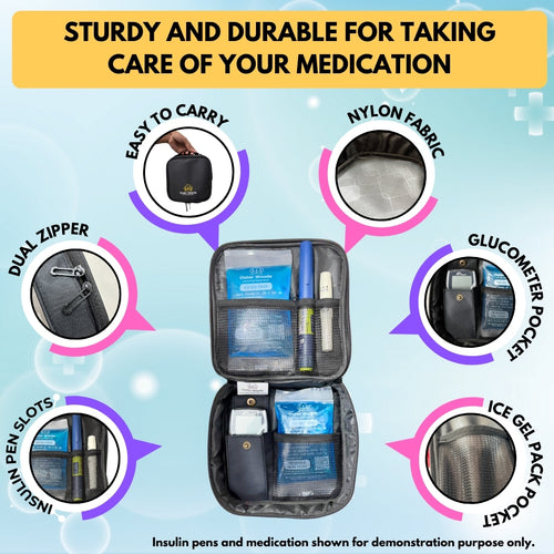 Outer Woods Nylon Insulin Cooling Travel Bag with Two Ice Gel Packs, Keeps Insulin Cool and Safe for 6 to 8 Hours, Insulin Cooler Travel Pouch