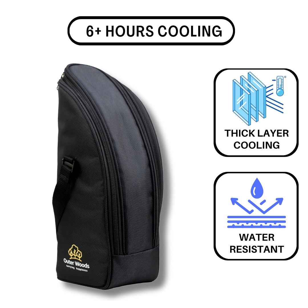 Outer Woods Insulated 1.5 Bottle Cooler Bag, with 2 Units of Ice Gel Pack, for Wine, Beer, Whisky, and All Kinds of Bottles