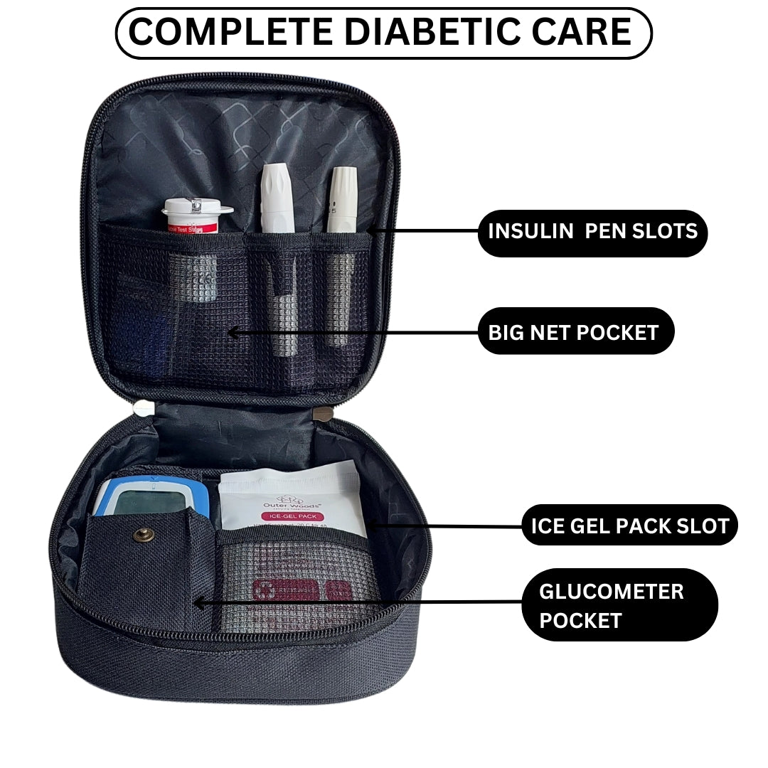 Outer Woods Nylon Insulin Cooling Travel Bag with Two Ice Gel Packs, Keeps Insulin Cool and Safe for 6 to 8 Hours, Insulin Cooler Travel Pouch