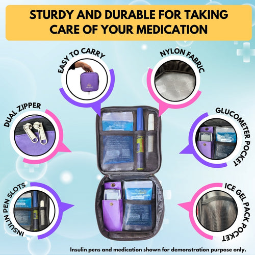 Outer Woods Nylon Insulin Cooling Travel Bag with Two Ice Gel Packs, Keeps Insulin Cool and Safe for 6 to 8 Hours, Insulin Cooler Travel Pouch