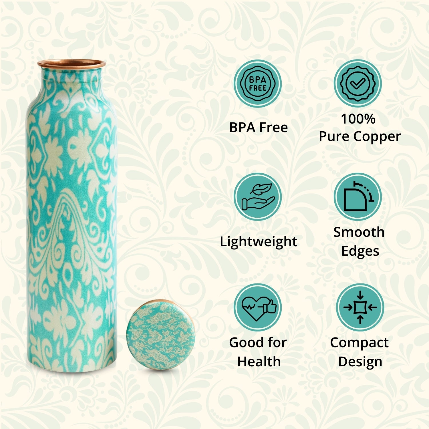 SuperGeneriX Copper Water Bottle (1 Litre), Leakproof, Pure Copper Water Bottle, Tamba Bottles, Authentic, Durable Bottl