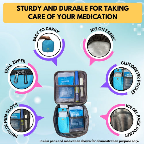 Outer Woods Nylon Insulin Cooling Travel Bag with Two Ice Gel Packs, Keeps Insulin Cool and Safe for 6 to 8 Hours, Insulin Cooler Travel Pouch