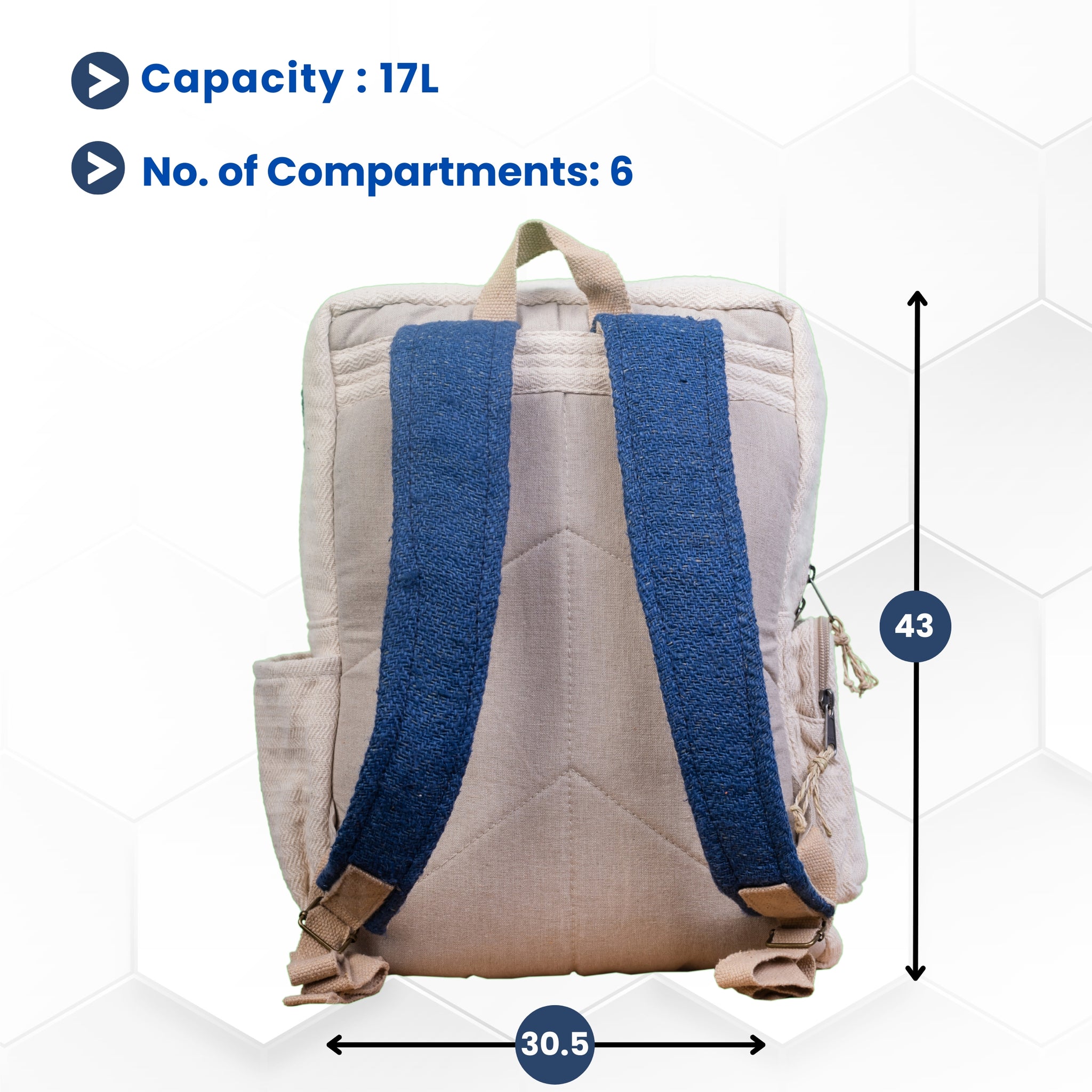 TruHemp Handmade Multi-Pocket Hemp Backpack– Durable & Spacious Backpack with Zippered Compartments, Adjustable Straps for Travel, and Outdoor Activities