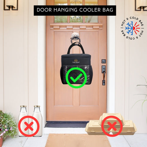 Outer Woods Door Hanging Cooler Bag, with Adjustable Bottle Slots, Suitable for Hot and Cold Items, Door Milk Bag, Water-Resistant Nylon