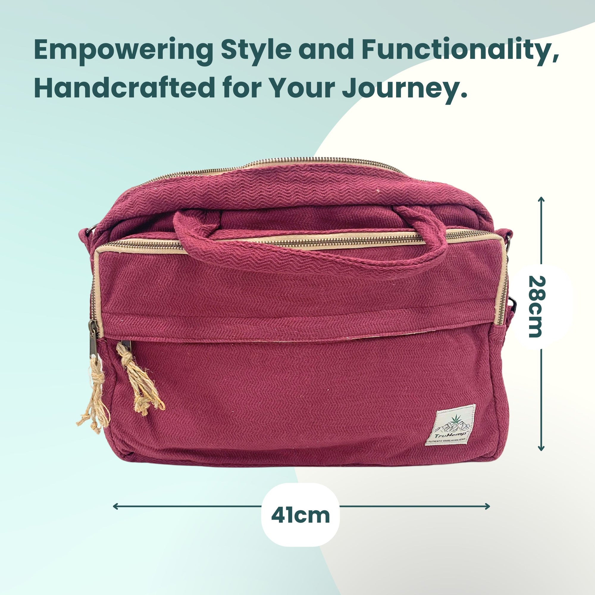 TruHemp Handmade Hemp Side Bag with Cotton Blend– Durable and Stylish Crossbody Messenger Bag with Adjustable Strap