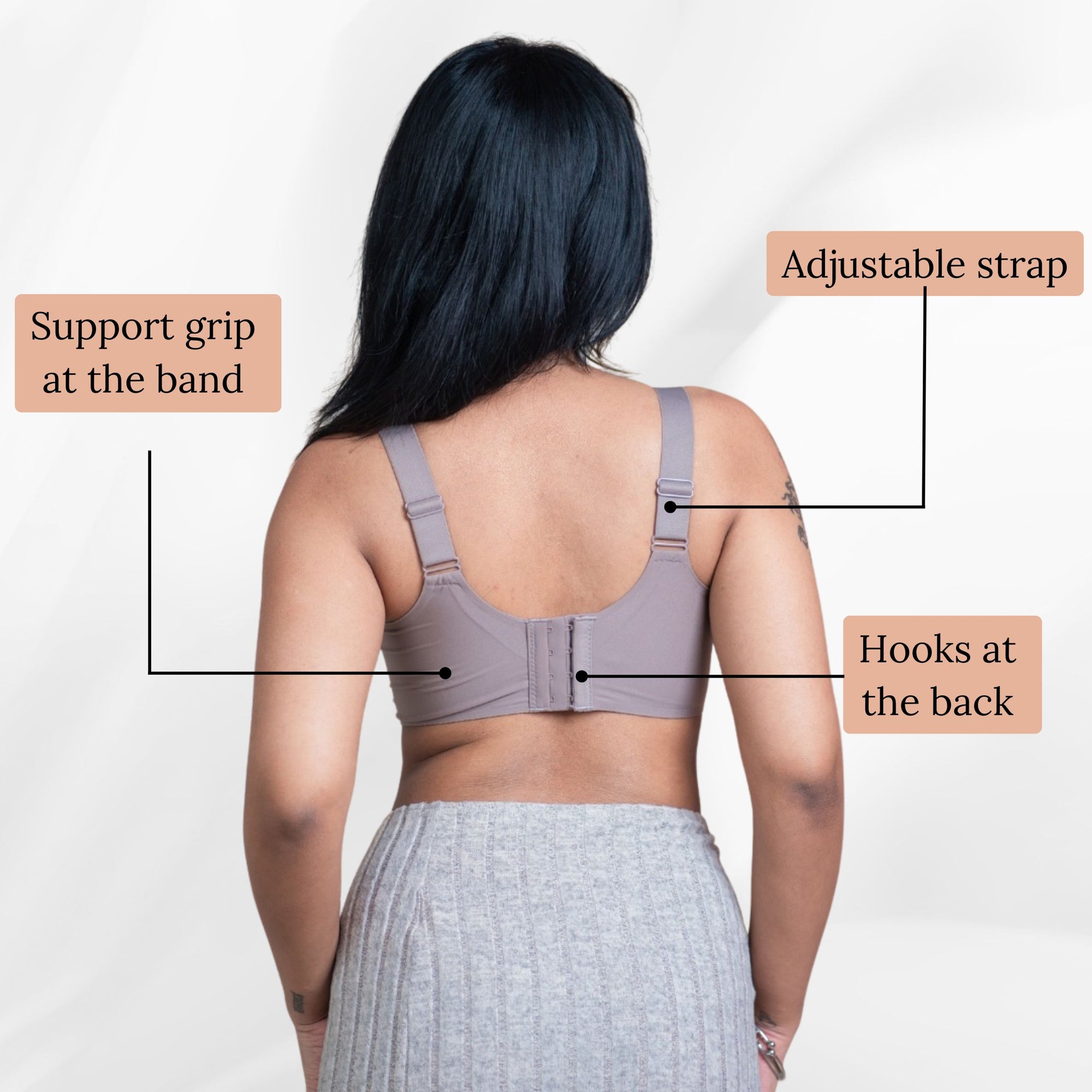Seamless Padded Support Bra for Women Nylon & Spandex, Thick & Adjustable Straps, Back Hook Closure