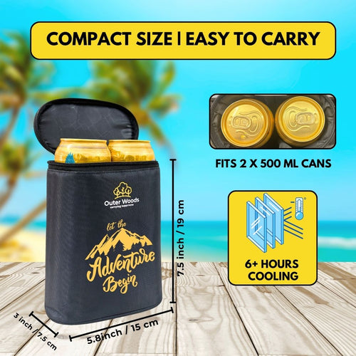 Outer Woods Insulated Beer Can Cooler Sleeve - Set of 4 | Fits 500ml Beer Can | Beer Can Cover (Coozie) with Easy Grip Band & Padded Fabric