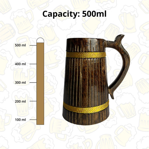 SuperGeneriX Beer Mug | Wooden Beer Mug | Craft Beer Mug | Barrel Shaped Jumbo Mug | Natural Beer Mug | Unique Beer Mug (Light Brown)