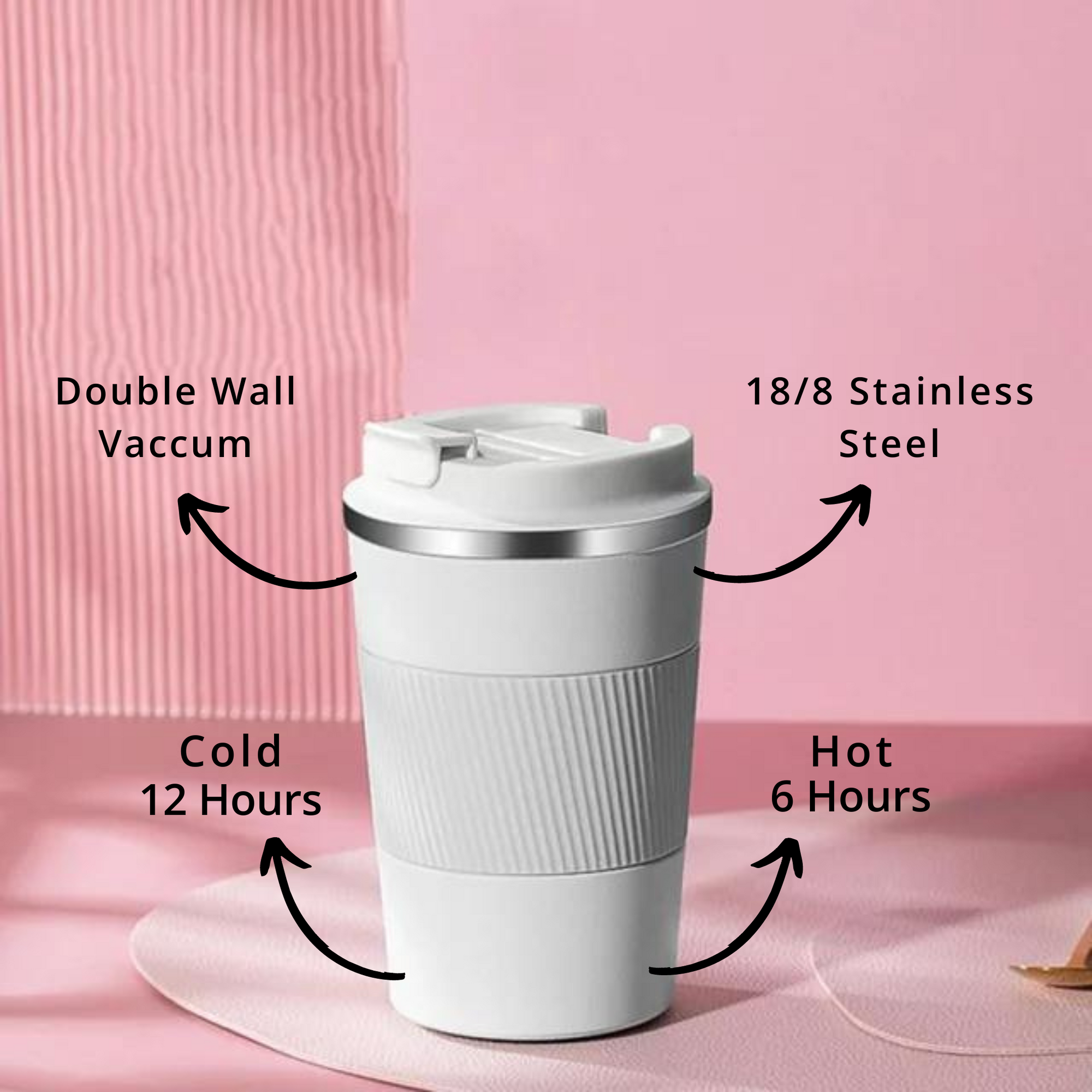 SuperGeneriX 500 ml Insulated Coffee Travel Mug, Double Walled Stainless Steel Tumbler, Insulated Cup with Leakproof Lid