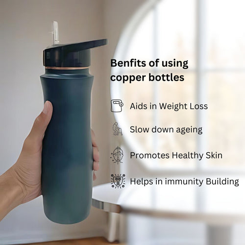 SuperGeneriX Copper Water Bottle (1 Litre), Leakproof, Pure Copper Water Bottle, Tamba Bottles, Authentic, Durable Bottle for Everyday Use (Sports Green)