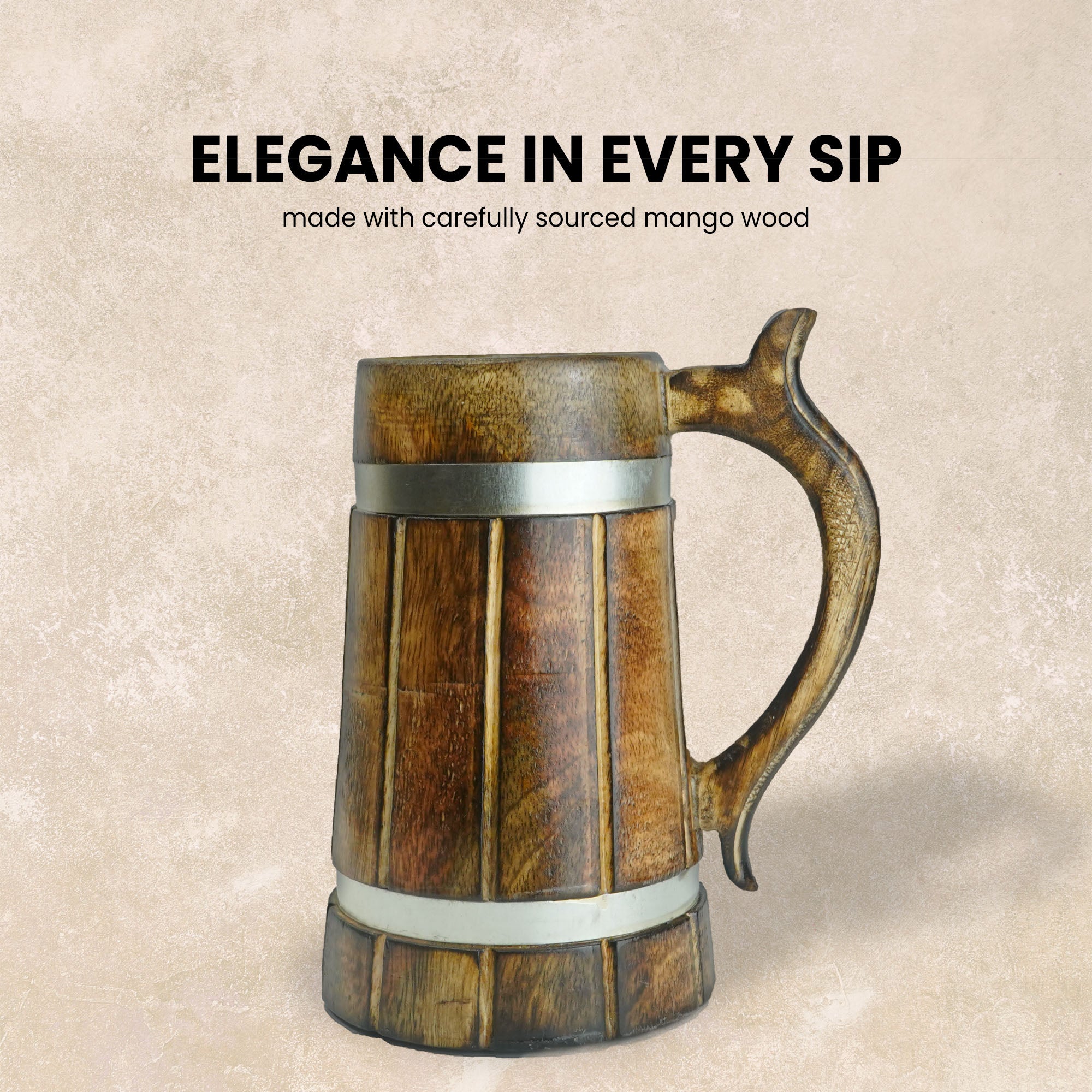 SuperGeneriX Beer Mug | Wooden Beer Mug | Craft Beer Mug | Barrel Shaped Jumbo Mug | Natural Beer Mug | Unique Beer Mug (Light Brown)