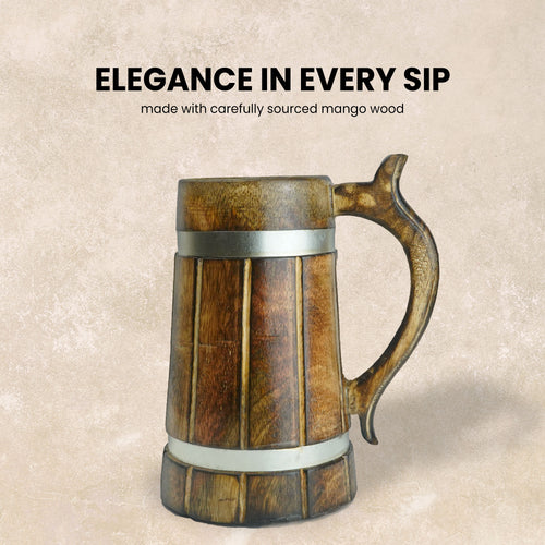 SuperGeneriX Beer Mug | Wooden Beer Mug | Craft Beer Mug | Barrel Shaped Jumbo Mug | Natural Beer Mug | Unique Beer Mug (Light Brown)