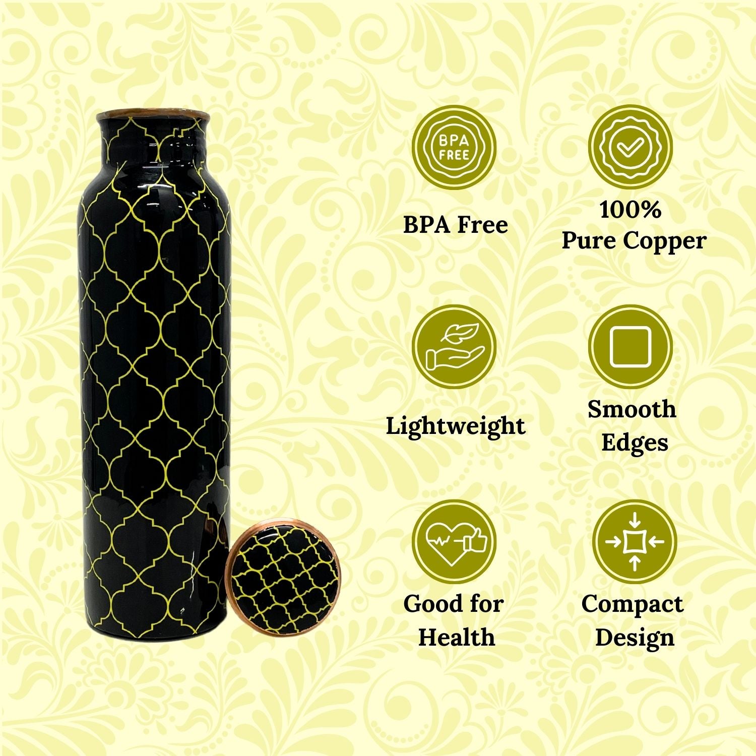 SuperGeneriX Copper Water Bottle (1 Litre), Leakproof, Pure Copper Water Bottle, Tamba Bottles, Authentic, Durable Bottl