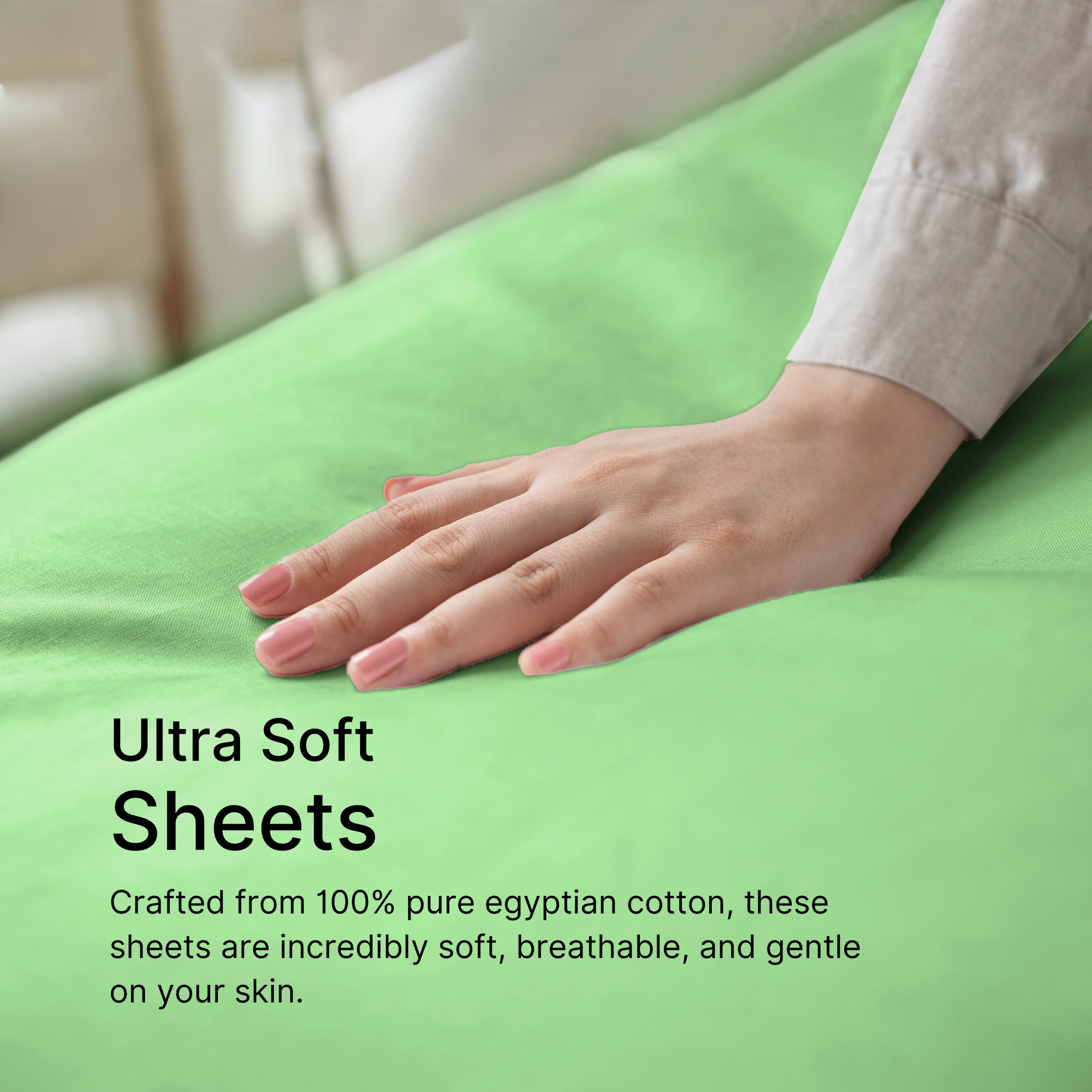 bellolin 100% Cotton Bed Sheet Set with Deep Pocket, 400 Thread Count Extra Soft Bed Sheet, Cooling Sheet with 2 Pillow Covers - 4 Piece Set