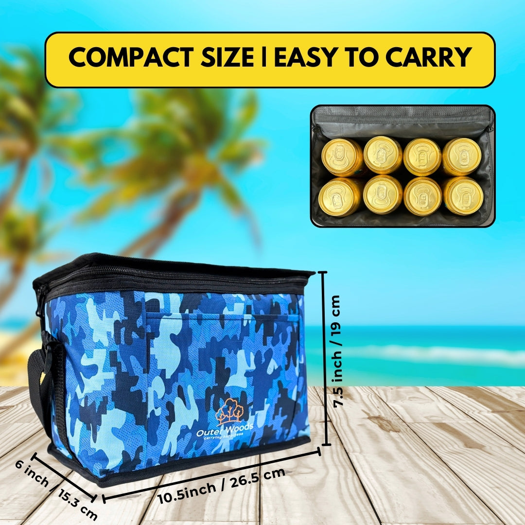 Outer Woods Insulated 8 Can Cooler Bag | Fits 8 x 500ml Beer Cans | Keep Drinks Cool for up to 10 Hours | Ideal for Carrying Beer, Soda, Juice, Milk and Water
