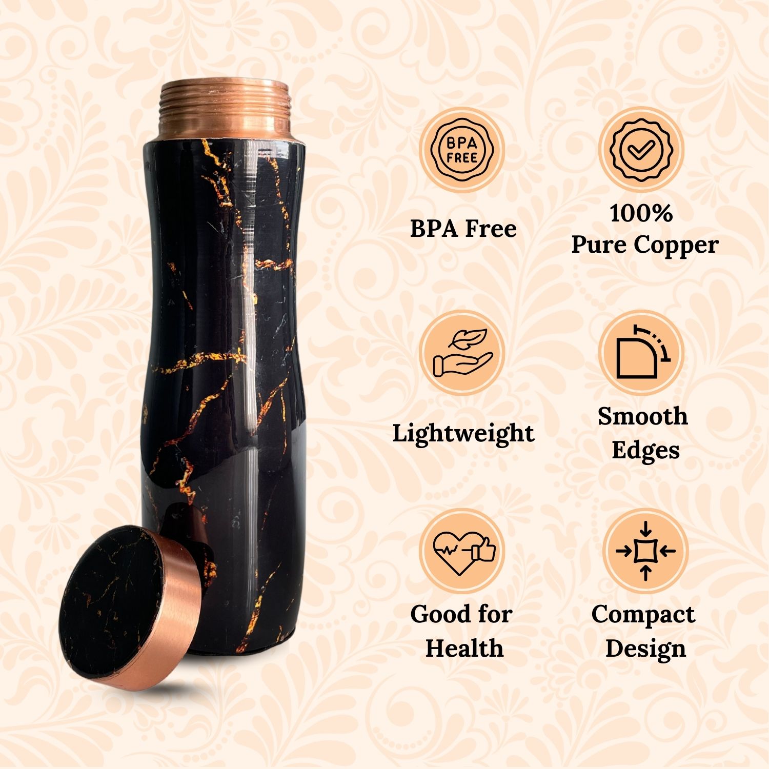 SuperGeneriX Copper Water Bottle (1 Litre), Leakproof, Pure Copper Water Bottle, Tamba Bottles, Authentic, Durable Bottl