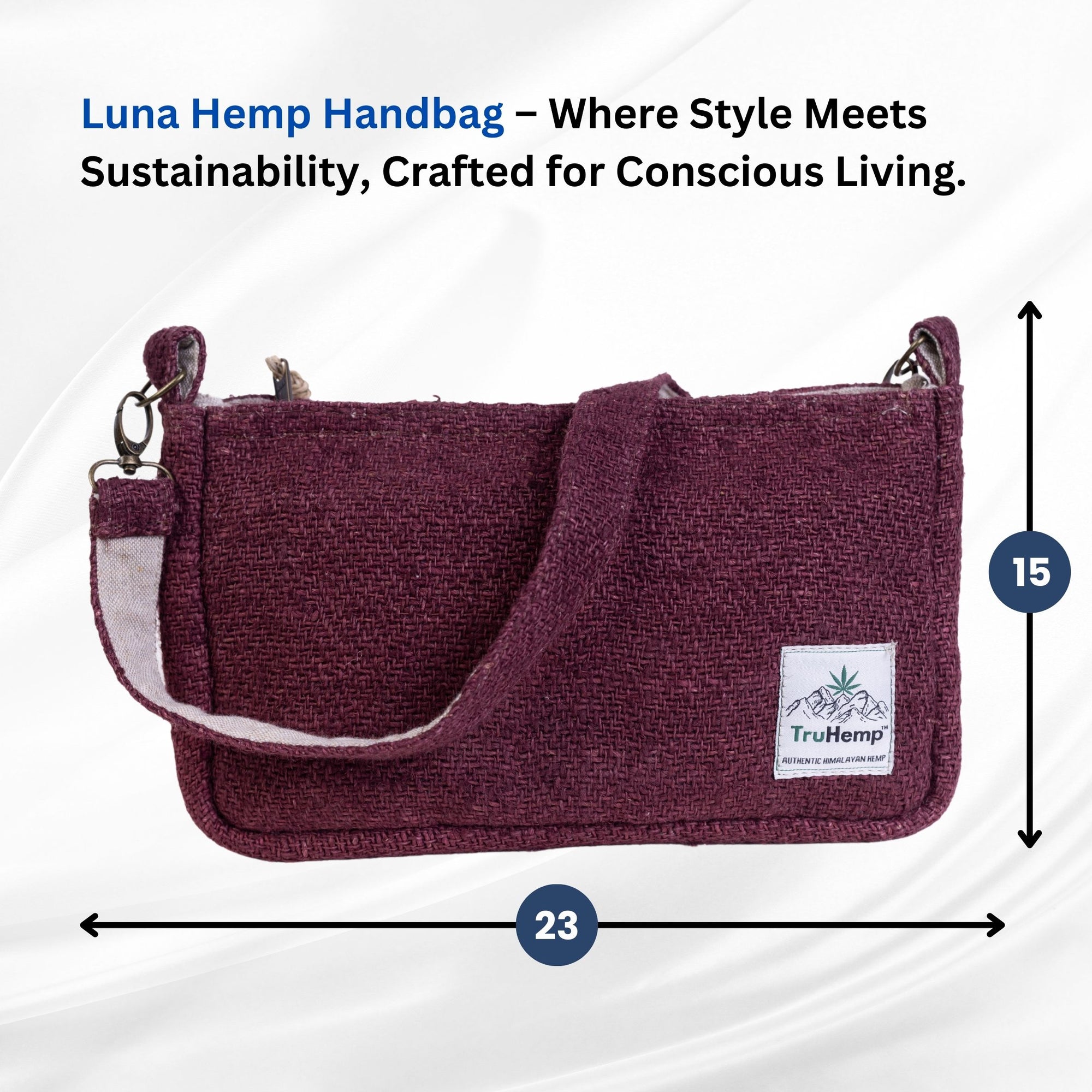 TruHemp Crossbody Bag – Stylish and Practical Shoulder Bag, Adjustable and Detachable Strap, Durable Zipper Closure
