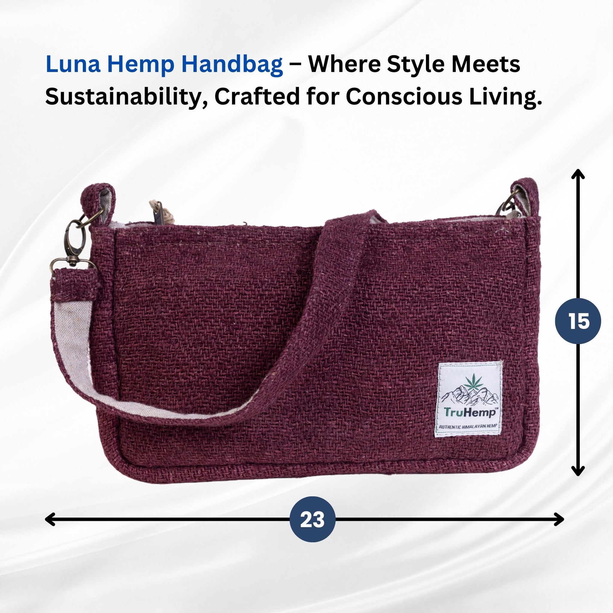 TruHemp Crossbody Bag – Stylish and Practical Shoulder Bag, Adjustable and Detachable Strap, Durable Zipper Closure