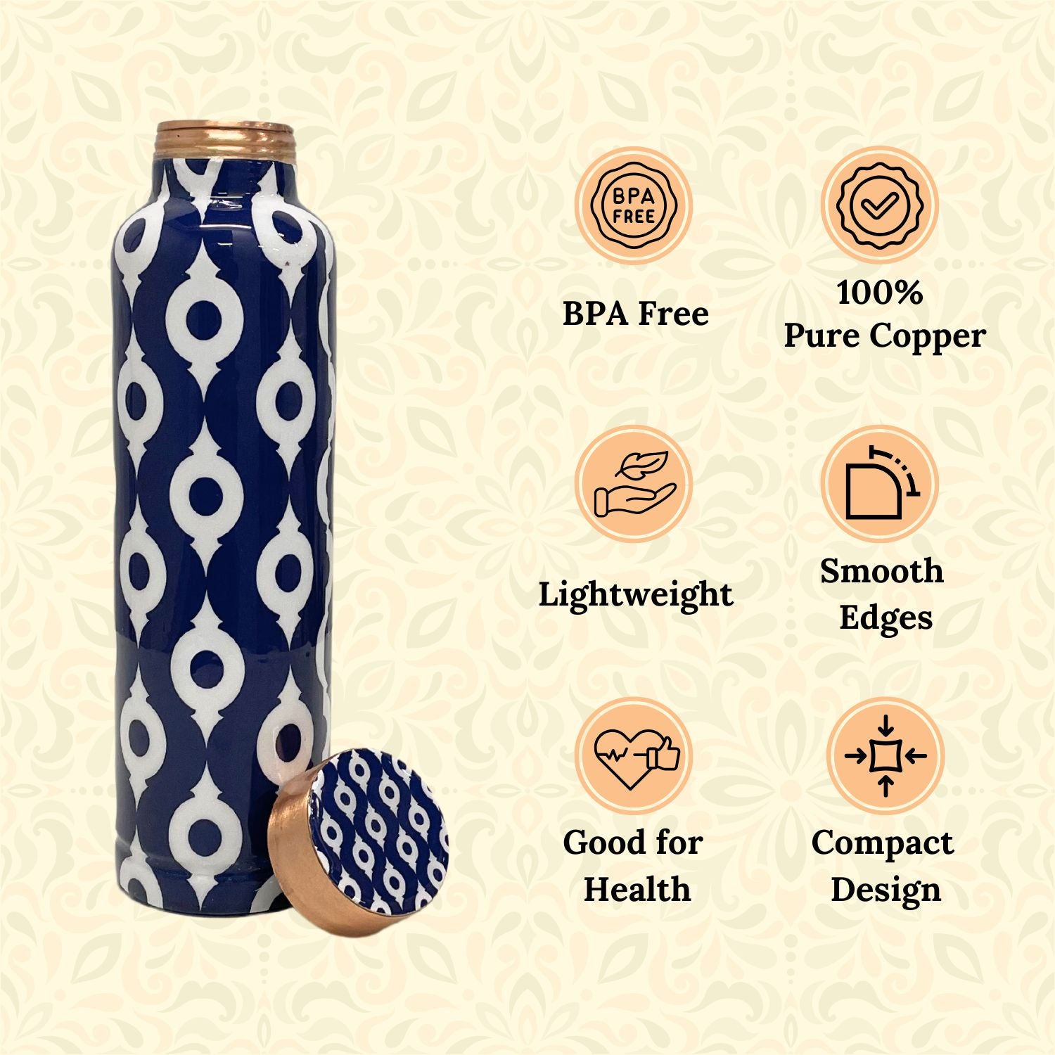 SuperGeneriX Copper Water Bottle (1 Litre), Leakproof, Pure Copper Water Bottle, Tamba Bottles, Authentic, Durable Bottl