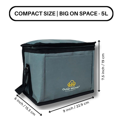 Outer Woods Insulated 6 Can Cooler Bag, Fits 6 x 500ml Beer Cans, Keep Cans Cool for up to 10 Hrs, with 2 Units of Ice Gel Packs