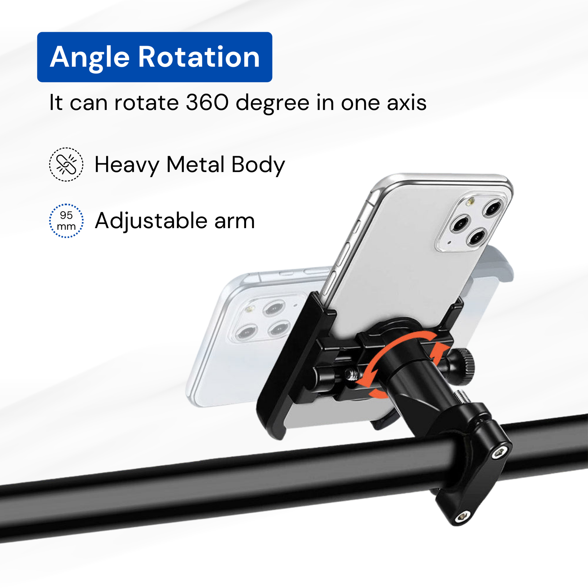 SuperGeneriX C-1 Bike Mobile Holder with 360-Degree Rotation Universal Bike Phone Mount for 3.5-6.5 Inch Devices