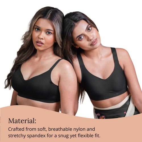 Seamless Padded Support Bra for Women Nylon & Spandex, Thick & Adjustable Straps, Back Hook Closure