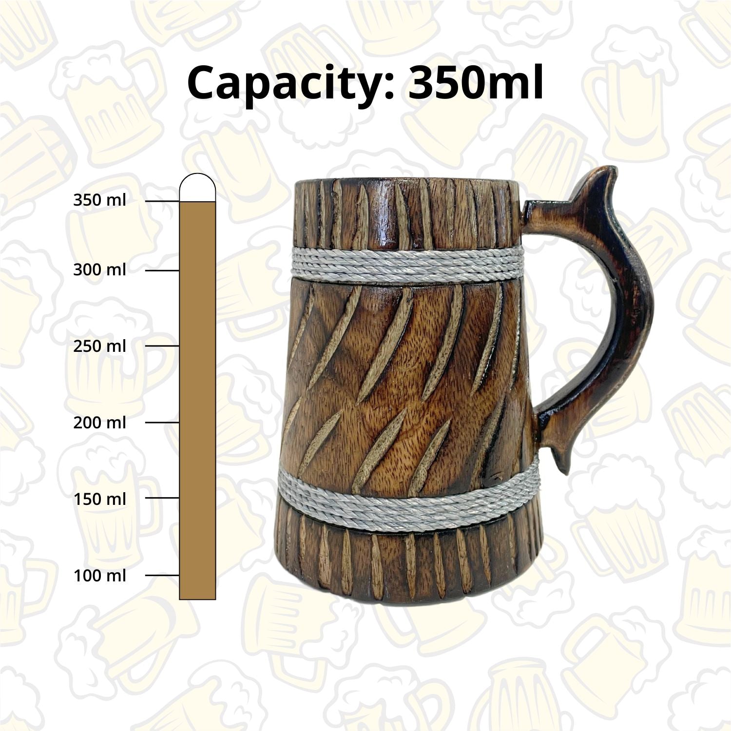 SuperGeneriX Beer Mug | Wooden Beer Mug | Craft Beer Mug | Barrel Shaped Jumbo Mug | Natural Beer Mug | Unique Beer Mug (Light Brown)
